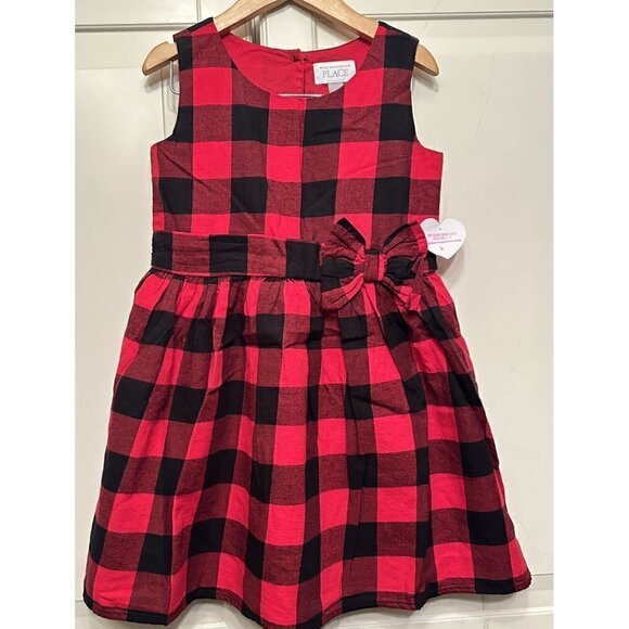 The Children’s Place Toddler Girls Buffalo Red Black Plaid 5T Dress‎ TCP New - Picture 7 of 10